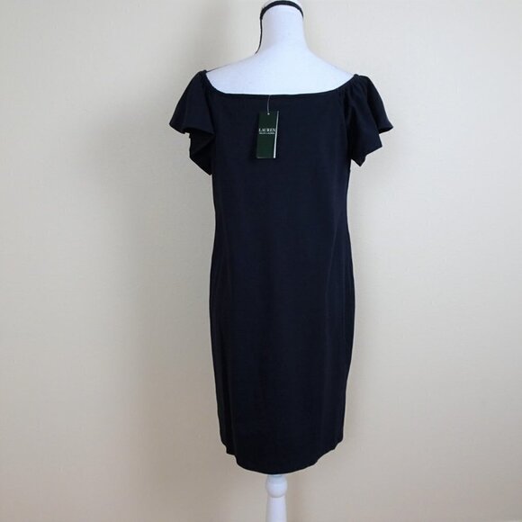 Ralph Lauren Off Shoulder Dress Women's Size S Blue Flutter Sleeve - Picture 4 of 7